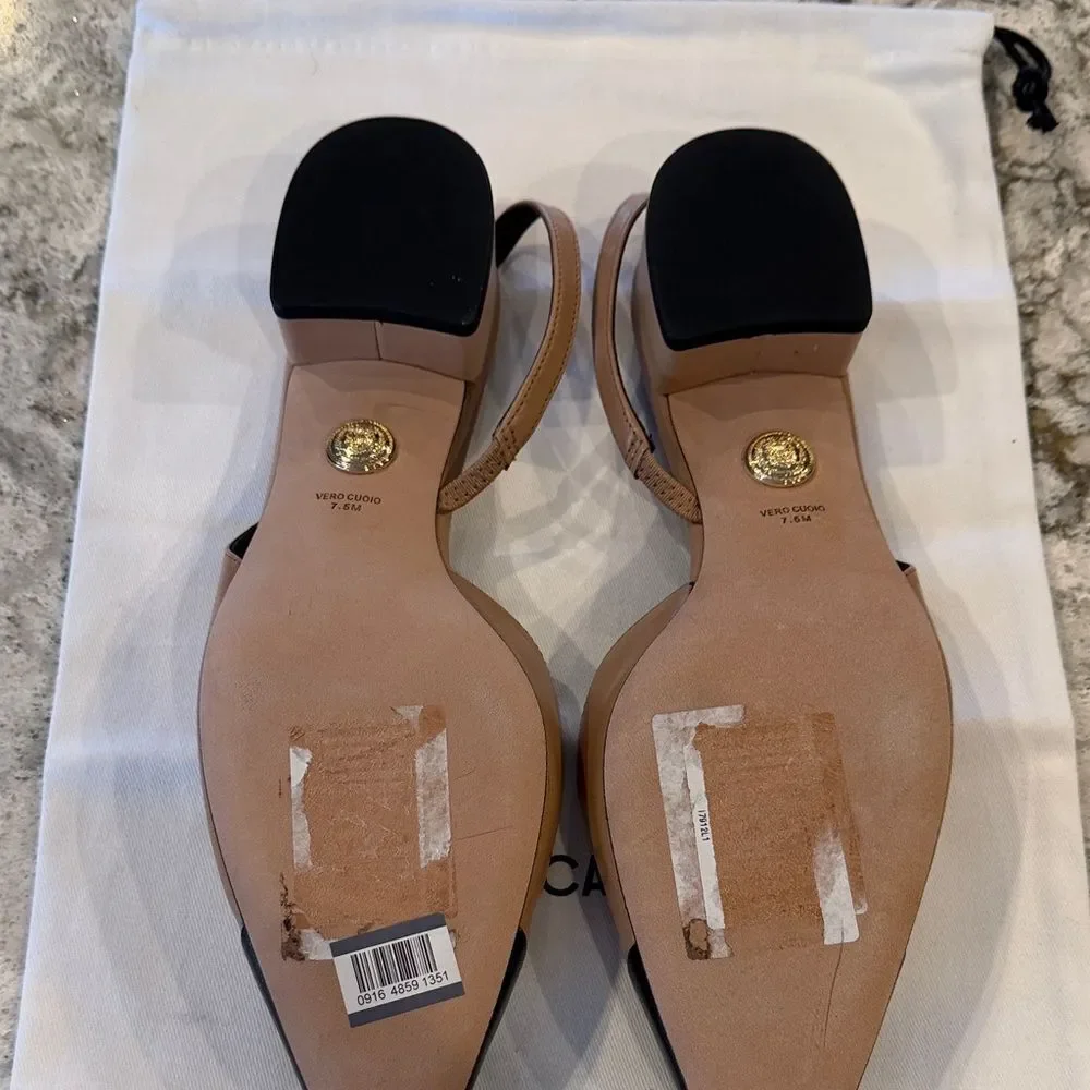 Veronica Beard Black and Tan Cecile Slingback Heels Sz 7.5